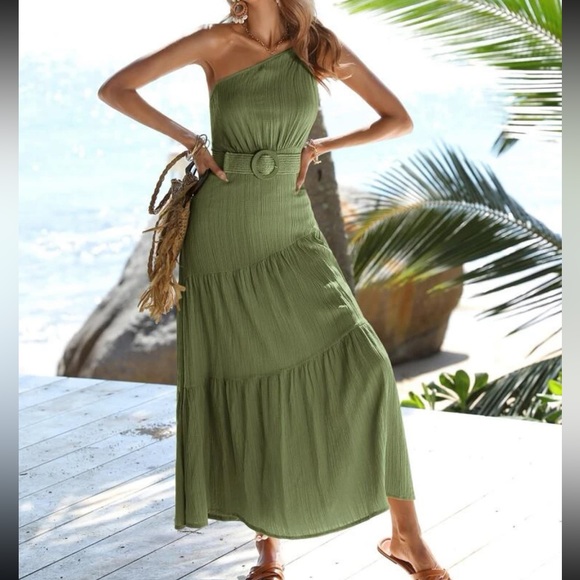 Boho one shoulder ruffle hem maxi dress - Picture 8 of 15